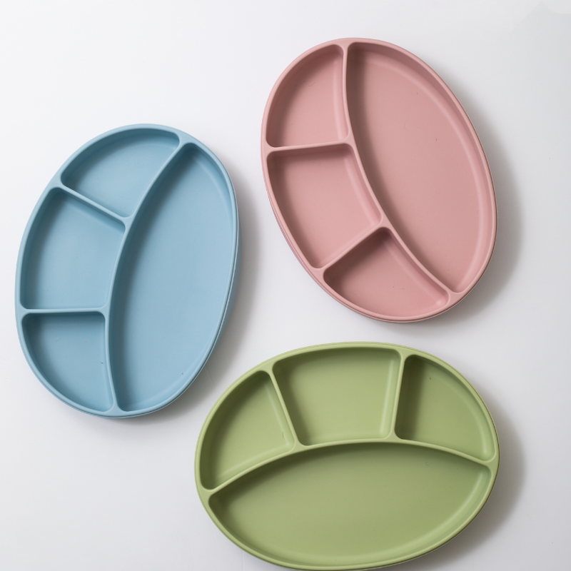 silicon sectioned plate in blue pink and green color