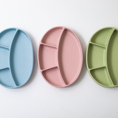 silicon sectioned plate in blue pink and green color