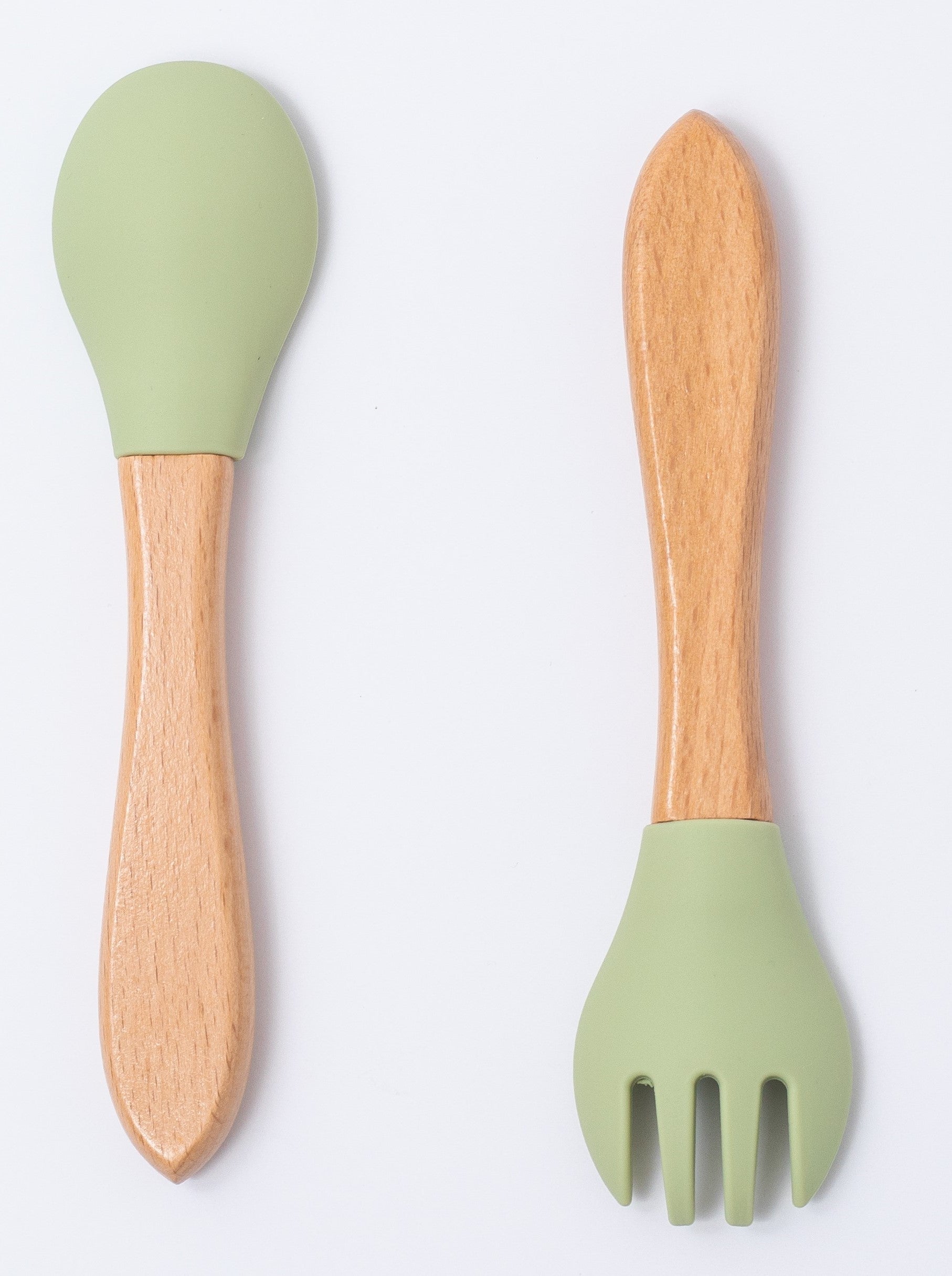 silicon spoon and fork in green color