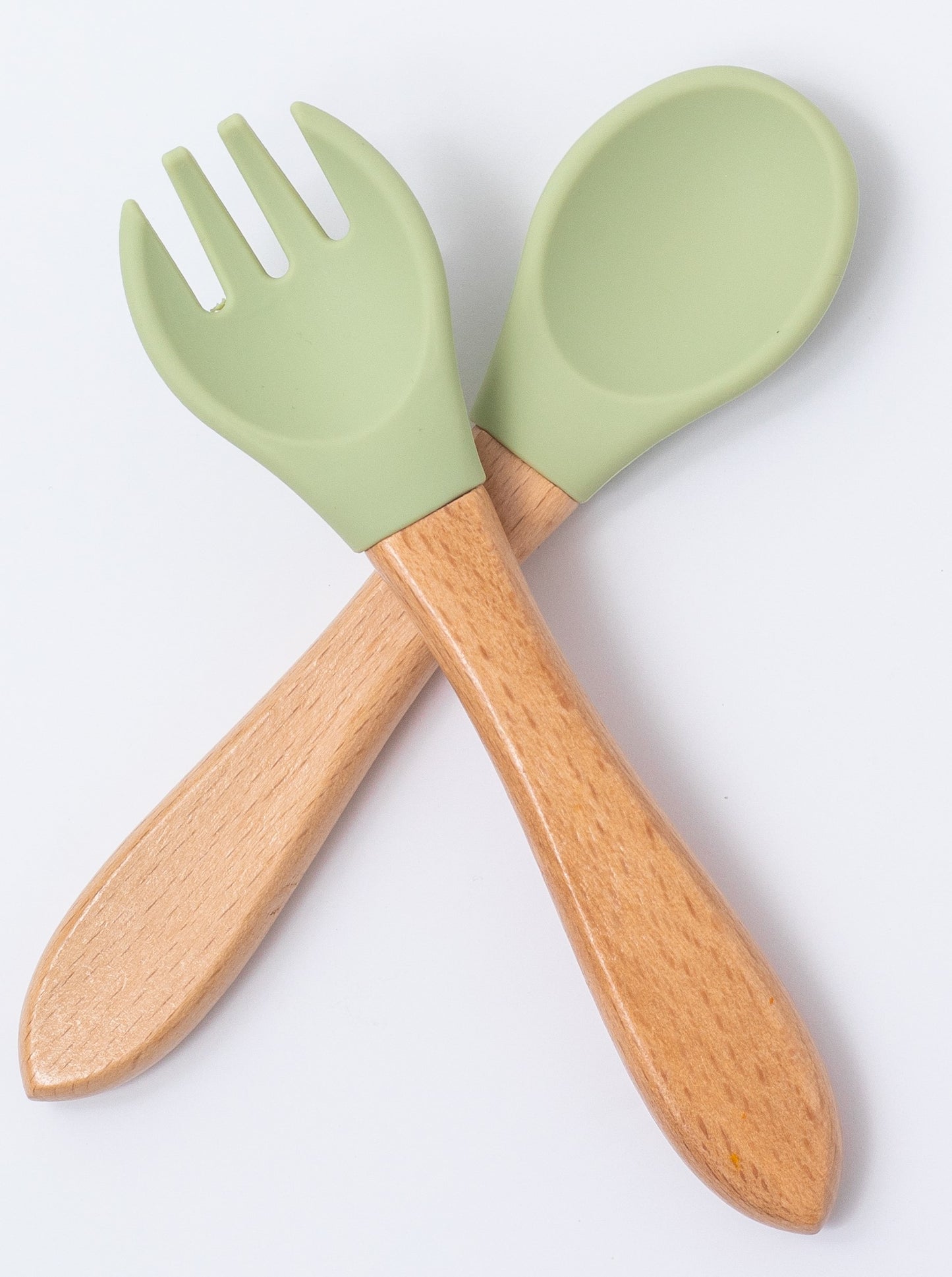 silicon spoon and fork in green color