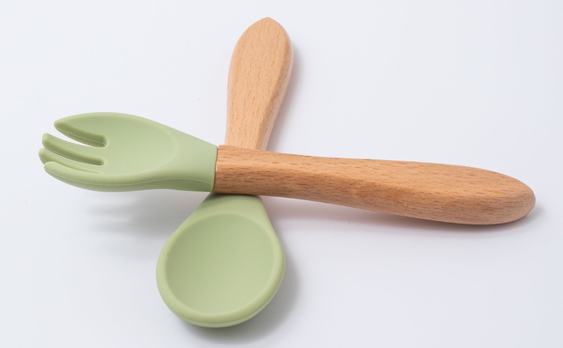 silicon spoon and fork in green color