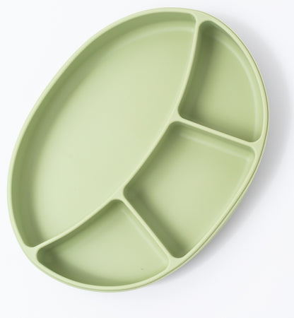 Silicon Baby Feeding suction plate in green color