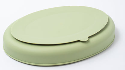 Silicon Baby Feeding suction plate in green color