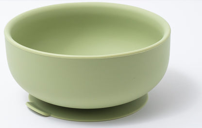 silicon round bowl in green  color for babies