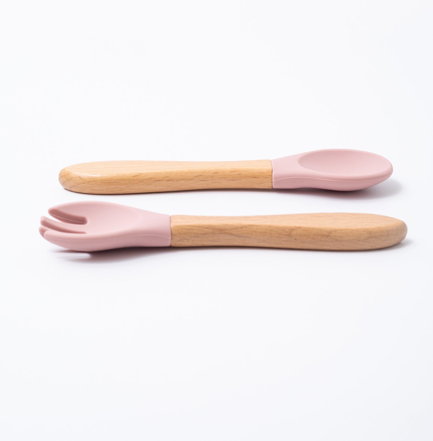 silicon spoon and fork in pink color